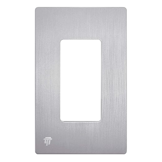 ENERLITES Elite Series Screwless Decorator Wall Plate Child Safe Outlet Cover, Gloss Finish, Size 1-Gang 4.68" H x 2.93" L, Unbreakable Polycarbonate Thermoplastic, SI8831-BSV, Brushed Silver