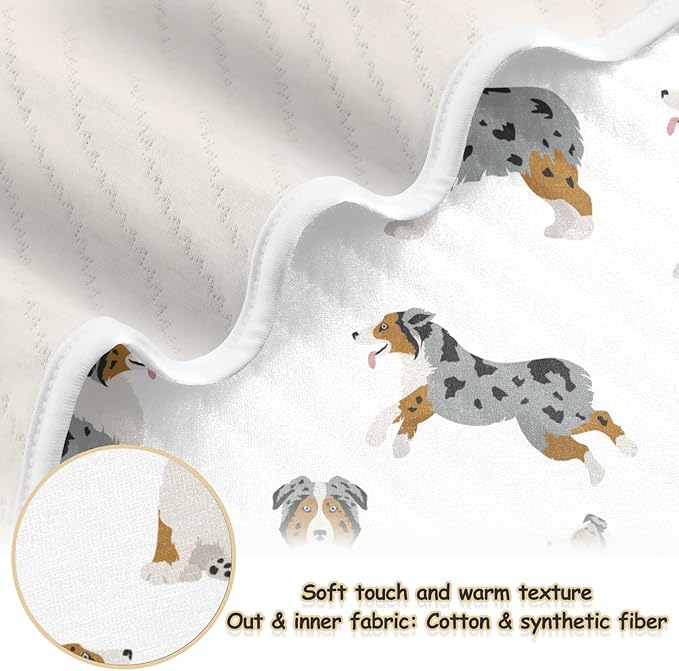 Ollabaky Australian Shepherd Dog Baby Blanket for Boys Girls Cotton Throw Blanket Swaddle Blanket for Crib Stroller Nursery Receiving Blanket Infant Toddler Unisex 30"x40"