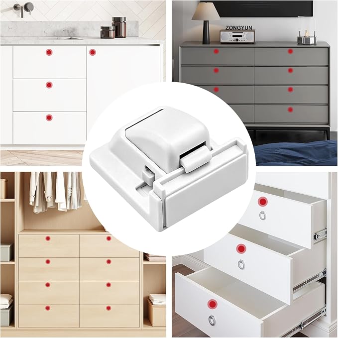 Deeki 20p Baby Safety Magnetic Cabinet Locks Invisible Cabinet Locks for Drawer Door Child Proofing Easy Installation Strong Adhesive