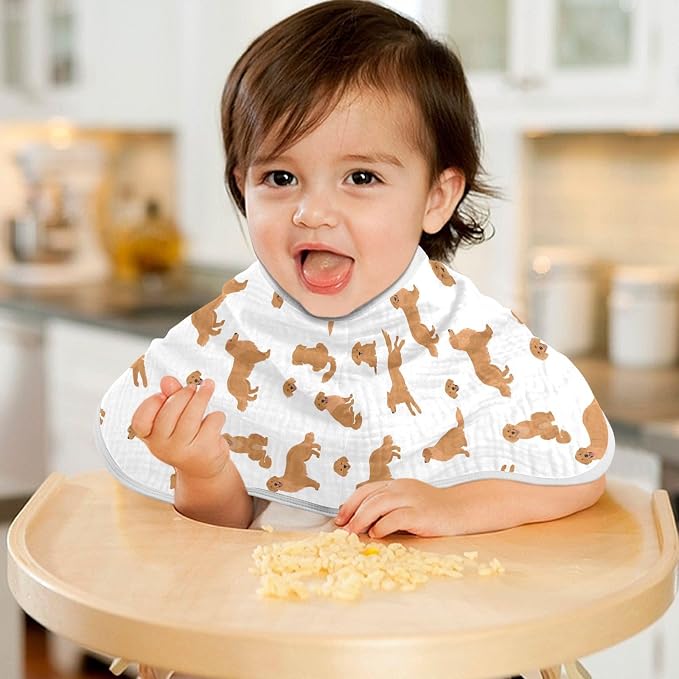 Muslin Burp Cloths for Baby Boys and Girls - 2-Pack Ultra Absorbent Golden Retriever Dogs Muslin Washcloths, Newborn Towel, Milk Spit Up Rags, Burp Cloth Bib for Unisex, 22 x 11 Inch