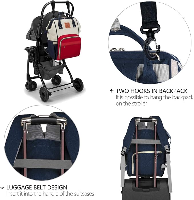 BALCONY & FALCON Multi-Functional Diaper Bag Backpack with Changing Pad Waterproof Nappy Bag