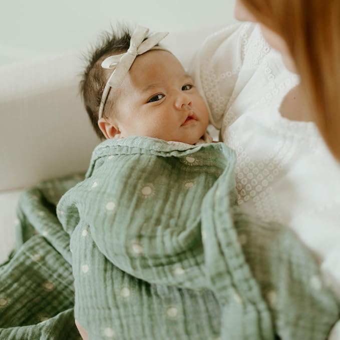 Little Unicorn Muslin Swaddle Blanket for Newborns & Infants | Soft & Breathable Fabric | Baby Blanket for Swaddling, Nursing, Shower Gifts (Sage Suns)
