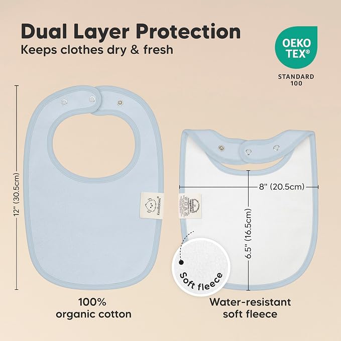 KeaBabies 8-Pack Organic Baby Bibs for Boys, Girls - Soft Cotton Drooling and Teething Bibs for Baby Girl & Boy, Extra Absorbent, Easy To Clean & Put On for Toddler, Newborn, Infant 0-24 Months(Dew)