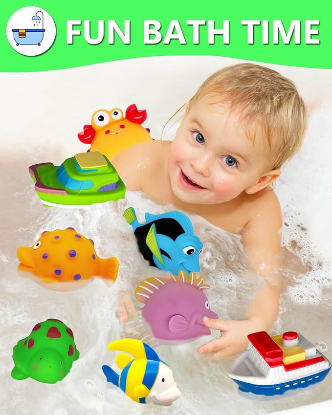 Bath Toys for Kids Ages 1-3 - Christmas Stocking Stuffers - Birthday Gifts for 1 2 3 Year Old Boys Girls Mold Free Bath Toy - Toddler Pool Bathtub Water Table Toys for Babies 6-12 Months Toy Boats