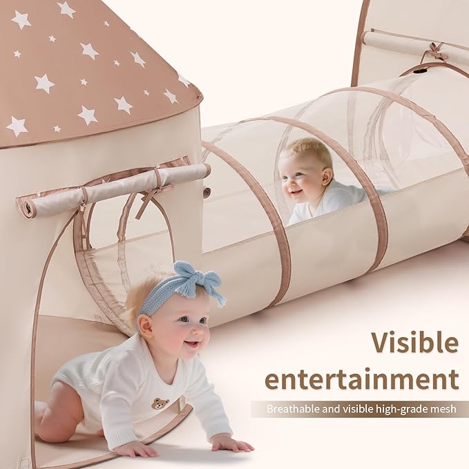 Sumbababy Kids Tent with Crawl Tunnel: Ball Pit for Toddlers - Ball Pit Tunnels for Young Children - Pop Up Baby and Toddler Tent for Indoor & Outdoor