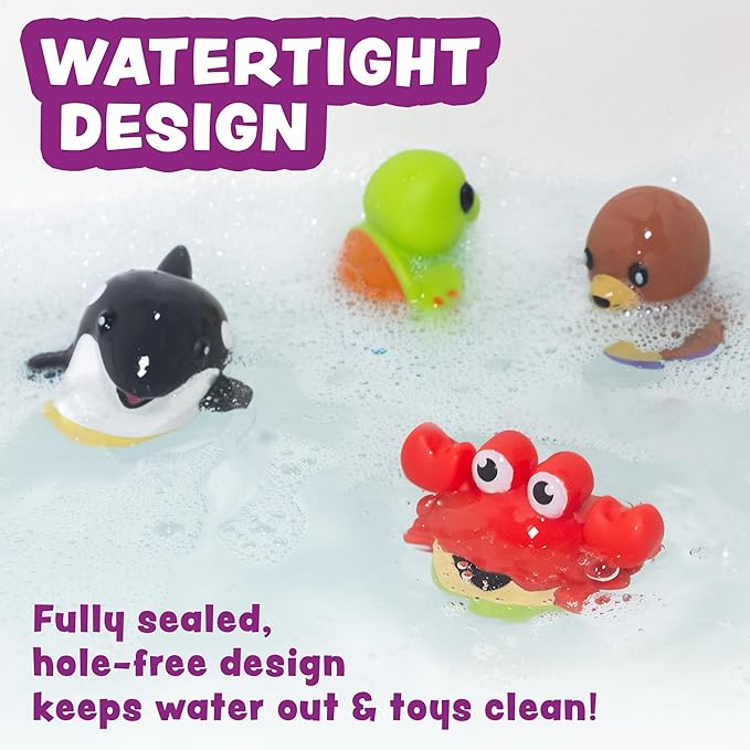 Tub Works® Tub Bobbers??Bob, Wobble & Float Upright Toddler Bath Toys, 6 Pack | Unique Wobbling Action | Sealed, No Hole Baby Bath Toys | Engaging Bathtub Toys for Kids | Water Table & Baby Pool Play