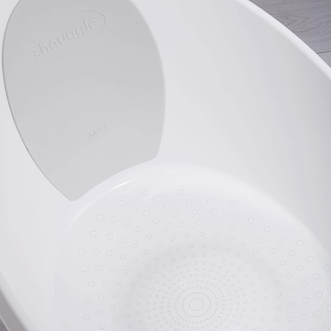 Toddler Bath Tub | Larger Bath for Bigger Kids at Bathtime | Includes Warm and Soft Foam backrest | Grippy Anti-Slip Surface | Includes Easy Drain Bath Plug | White & Grey