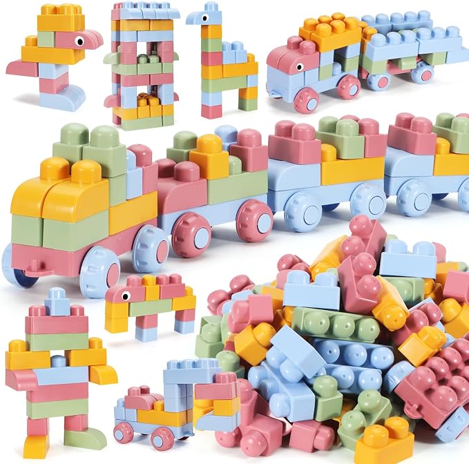 Mega Blocks for Toddlers 1-3 Big Soft Building Blocks 100 Pcs Large Construction Stacking Block Toys Toddler Building Sets Improve Imagination Creativity Hands-on Ability