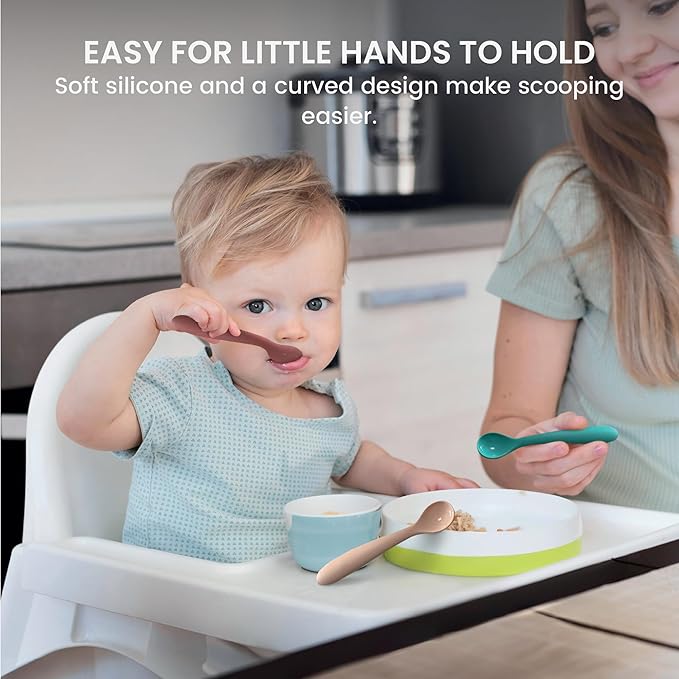 Lulyboo Silicone Baby Spoons Set of 3 Multicolored | Soft-Tip Infant Feeding Spoons for First Foods | BPA-Free, Gentle on Gums, Dishwasher Safe | Baby Weaning Utensils for 4+ Months