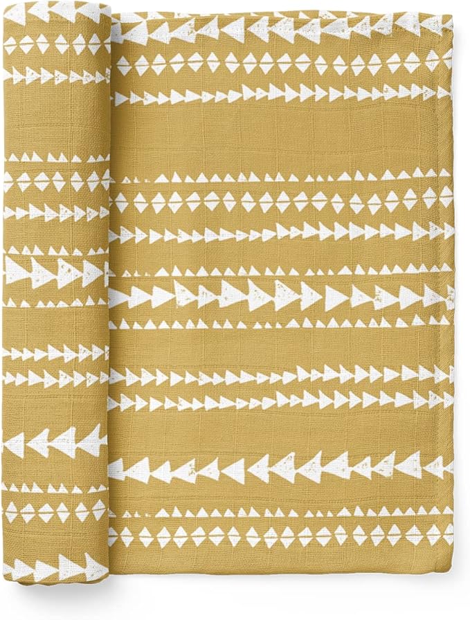 Mini Wander Swaddles for Newborns Muslin Swaddle Blankets - Breathable Soft Gender Neutral Receiving Blanket Baby Essentials | 47 x 47 Cotton - (Terrain (Citrus)
