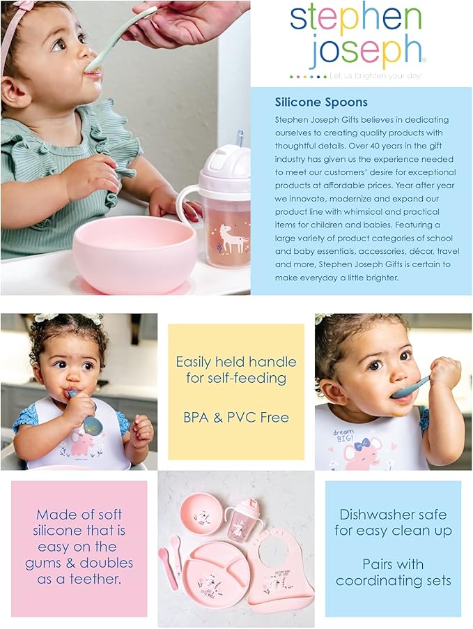 Stephen Joseph Silicone Baby Spoons, OS, MERMAID