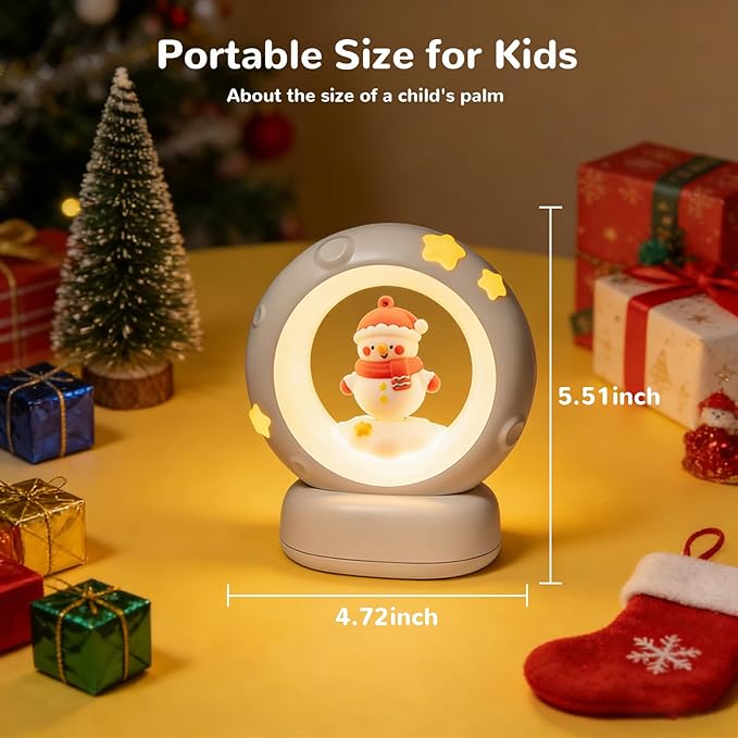 AVEKI Snowman Night Light, Cute Christmas Snowman Lights Gifts for Kids Boys Girls, Dimmable Bedside Touch Lamp for Nursery Kids Room, Christmas Gifts for Your Princess Sweetheart