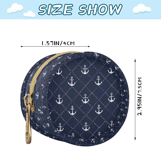 ATTX Navy Anchors Pacifier Holder Case with Clip - Leakproof & Portable Storage for 2 Pacifiers (2.95" Diameter), Attaches to Diaper Bag, Stroller or Purse（2）