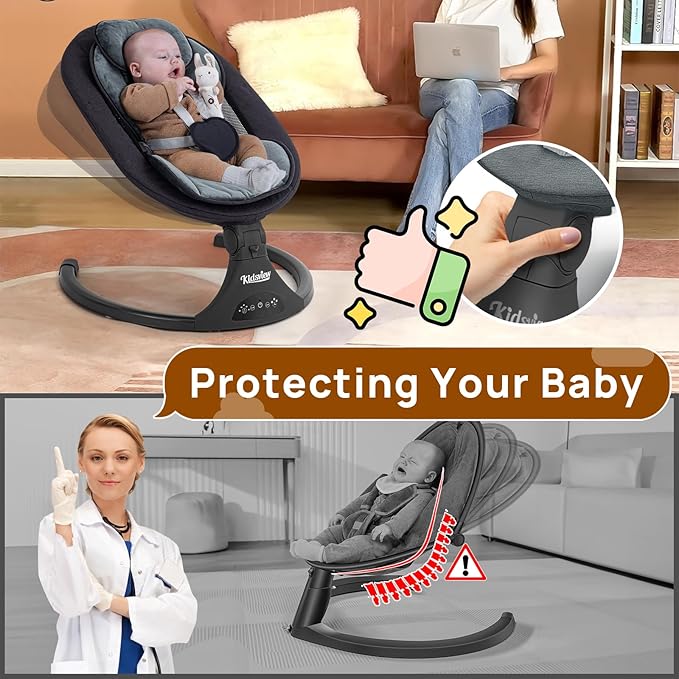 Baby Swings for Infants | Electric Bouncer for Babies,Portable Baby Swing for Newborns,5 Speeds,3 Seat Positions