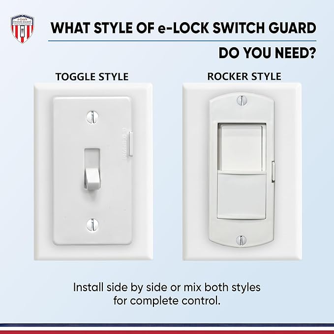 eLock Switch Guard for Toggle Switches | Child Proof Light Switch Lock with ON/OFF Push Button | Made in USA | Protect Devices, TV's, Security Camera, Gas Fireplace | Safety Cover | Ivory | 4 Pack