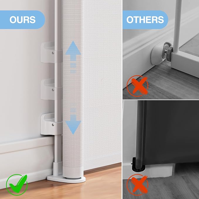PRObebi Retractable Baby & Dog Gate - Extends to 54" Wide, 34" Tall - Stair, Doorway & Hallway Use