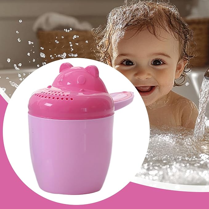 Tiny Tot Bath Rinse Cup - Child Shampoo Pourer, Cartoon Water Bucket for Hair Washing, Gentle Shower Accessory with Safety Grip, Bathroom Tool, Fun Bathing Aid for Daily Bathtub and Kids Bath Time