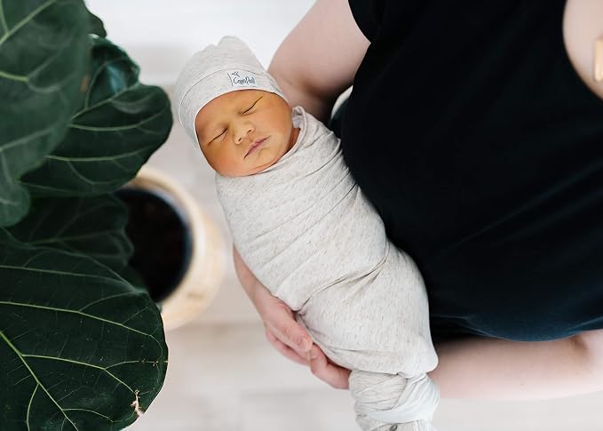 Copper Pearl Swaddle Blankets for Newborns | Soft Stretchy Receiving Blankets for Boys and Girls | Large 46 x 46 Inch Baby Blankets | Lightweight and Breathable Swaddles | Oat