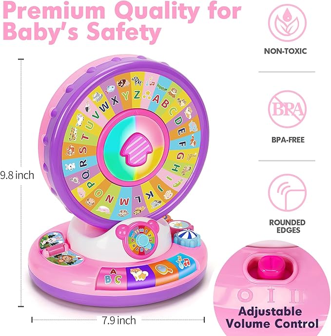 Learning Toys for 1 2 3 Year Old Boy Girl, Spin and Sing Alphabet Zoo with Sounds for Toddler 1-3, Educational Development Toy for Kid, Christmas Birthday Gifts for Baby 12-18 Months+