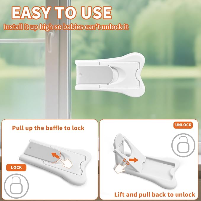 Sliding Closet Door Lock 2 Pack Sliding Door Child Lock Sliding Door Lock for Prevent Cats and Dogs from Opening Wardrobe Doors