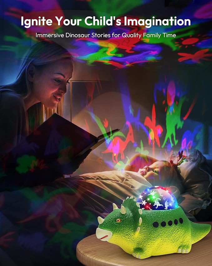 Dinosaur Night Light Projector for Kids - 8 Color Changing, 14 Sleep Sounds, 360° Rotation, Projection Lights for Bedroom, Walking Dinosaur Toys - Gift for Boys Girls 3-5,5-7 Years Old