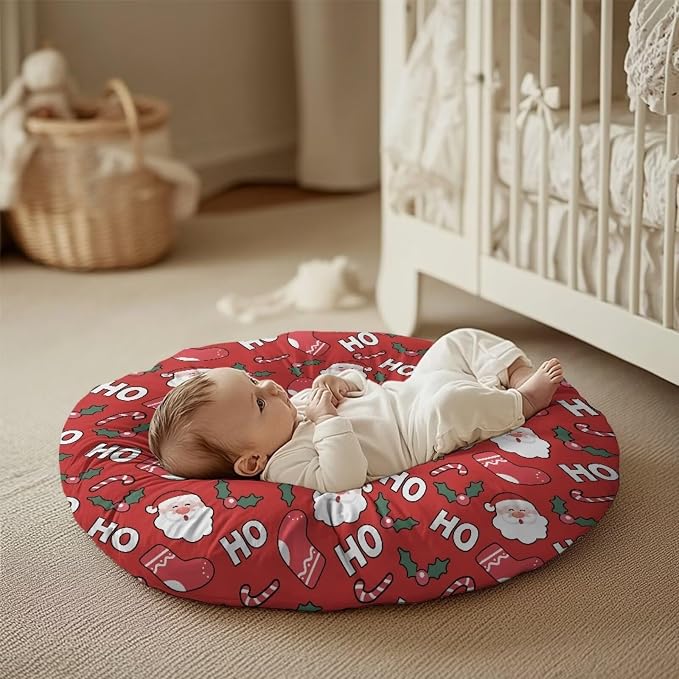 Santa Claus Boy Girl Gender Neutral Nursing Pillow Cover Baby Breastfeeding Slipcover Infant Newborn Nursery Bottle Pillowcase Feeding Cushion Cover (Pillow NOT Included)