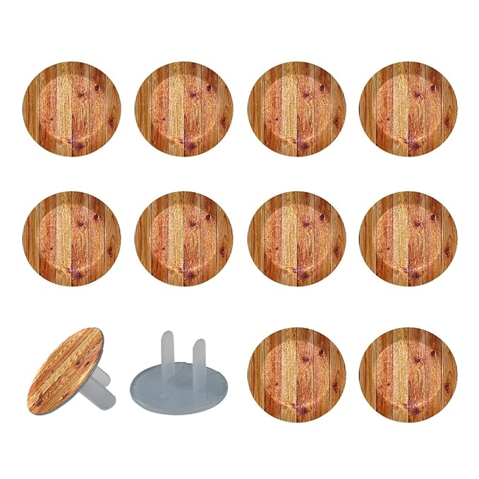 Pine Flooring Boards Texture (2) Outlet Plug Covers - 12/24 Pack Safety Electrical Plug Protectors