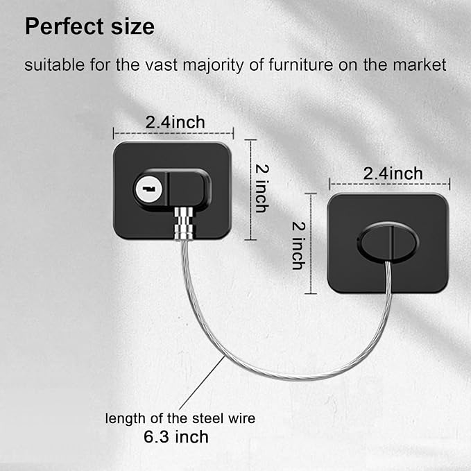 Fridge Lock (4 Pack),Refrigerator Lock with Keys,for Fridge, Cabinet Locks, Drawers, Dishwasher, Toilet and Child Safety Cabinet Locks, 3M Adhesive No Drilling (Black 4pcs)