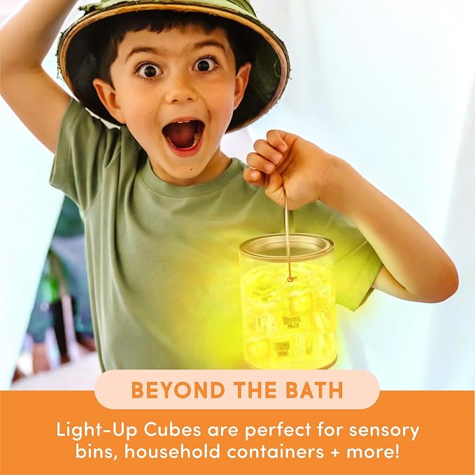 Glo Pals Water Activated Light-Up Sensory Bath Toy Sesame Street Cubes for Bathtime and Sensory Play, 12 Reusable Light-Up Cubes for Kids and Toddlers, Easy as ABC