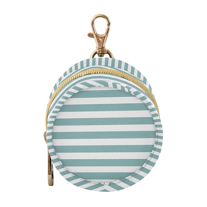Teal Stripes Pacifier Holder Case Newborn Pacifier Storage Pouch for Boys Girls Easy Attach to Diaper Bag Portable Baby Essentials Container