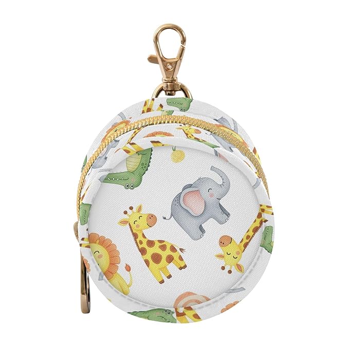 Elephant Lion Animals Pacifier Holder Case Newborn Pacifier Storage Pouch for Boys Girls Easy Attach to Diaper Bag Portable Baby Essentials Container