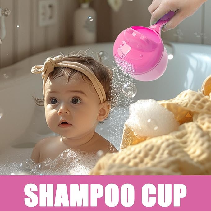 Child Bath Rinse - Children Cartoon Bucket, Safe Shampoo Pourer, Hair Washing Cup, Shower Bathing Time Accessory, Kids Bathtub Bathroom Tool, Daily Fun Bath Necessary 8.27x6.3x4.13 Inches