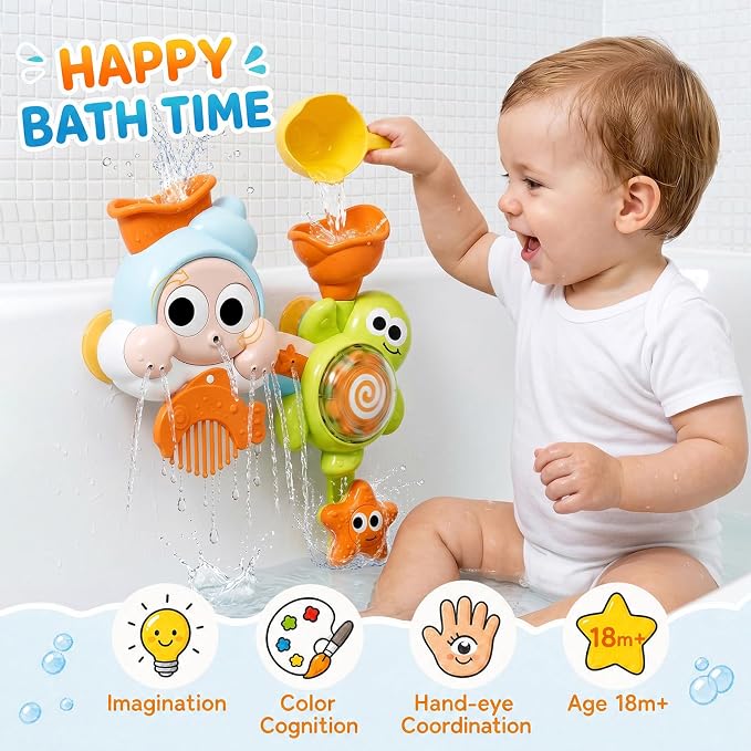 DOLIVE Suction Cup Bath Toys for Toddlers 1-3, Water Sensory Bathtub Toys for Baby Boys Girls, Early Developmental Shower Toy, Perfect Birthday