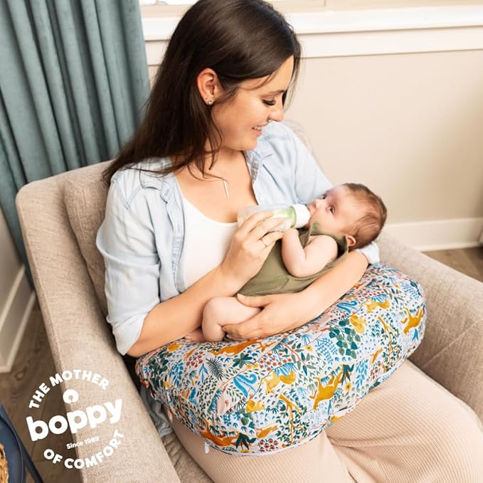Boppy Nursing Pillow - Firm, Ergonomic U-Shaped Bottle and Breastfeeding Pillow with High Lift for Comfort and Support, Spacious Surface - Colorful Forest Animals