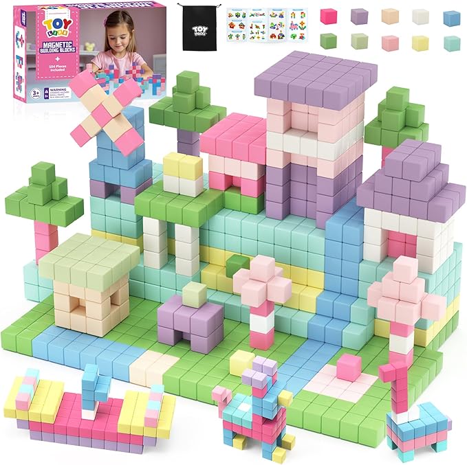 TOY Life 104 Pcs Magnetic Blocks for Kids Ages 3-5, Magnet Building Blocks for Toddlers, Magnetic Blocks for Kids Ages 4-8 Girls & Boys, Educational Learning Building Toys for Age 3 4 5 6 7 8-12