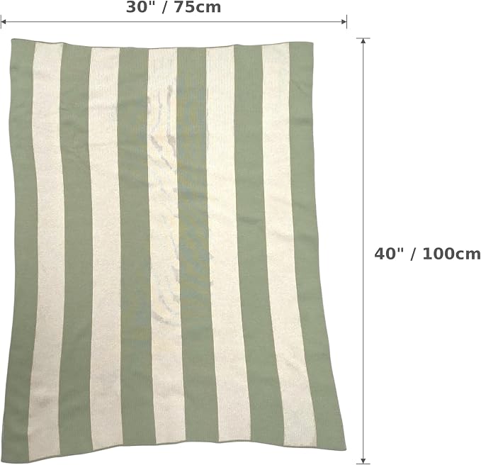 The Heritage Stripe Blanket - 100% Organic Cotton Baby Blanket, American Made, 30x40in - Bassinet, Crib, Stroller - Gift Registry Baby Shower for Newborns and Kids