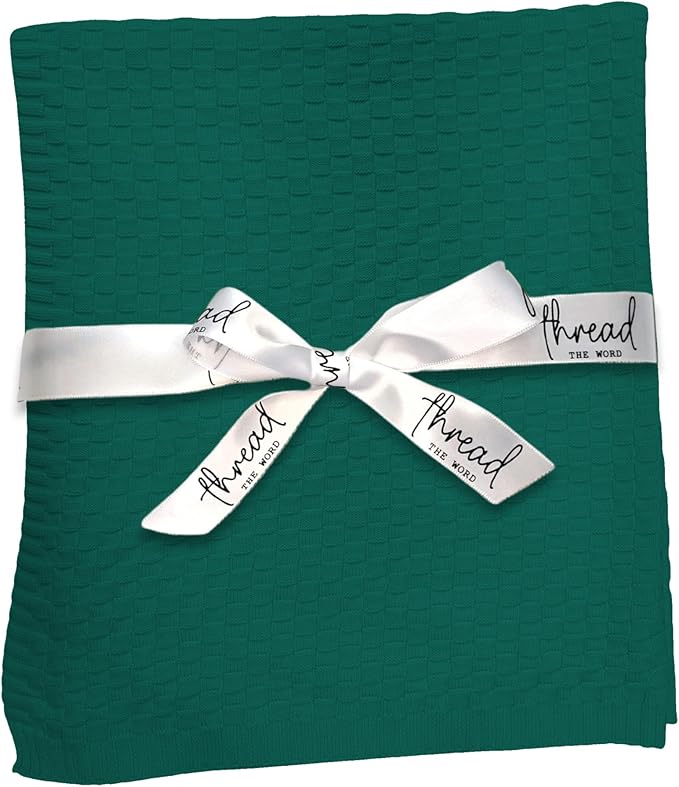 The Waffle Blanket - 100% Organic Cotton Baby Blanket, American Made, 30x40in - Bassinet, Crib, Stroller - Gift Registry Baby Shower for Newborns and Kids (Forest Green)