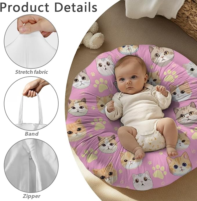 Cartoon Cat Stretchy Nursing Pillow Covers Breast Feeding Pillows Covers for Moms Ultra Soft Snug Fits On Infant Nursing Pillow Nursing Pillow Case for Newborn