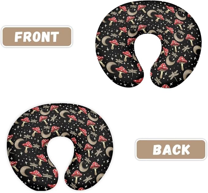 Mushroom Dragonfly Bottlefeeding Pillow Detachable Newborn Original Breastfeeding Slipcover Case and Positioner U-Shaped Head Support Protector Cushion Essential with Hidden Zipper