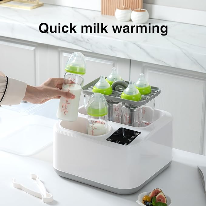 Baby Bottle Warmer,8-in-1 Smart Fast Baby Milk Warmer with LCD Timer for Breastmilk or Formula, Accurate Temperature Control, with Defrost, Sanitizer and Dryer, Keep, Heat Baby Food Jars