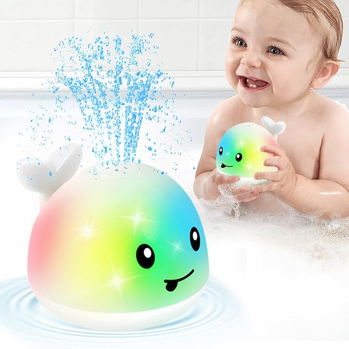 Gigilli Whale Bath Toy Sprinkler, Baby Bath Toys for Babies 6-12-18 Month Toddler Pool Water Toy, Light Up Bath Toys for Kids Ages 1-3, 1 Year Old Boy Girl Gift Infant Birthday Bathtub Water Table Toy