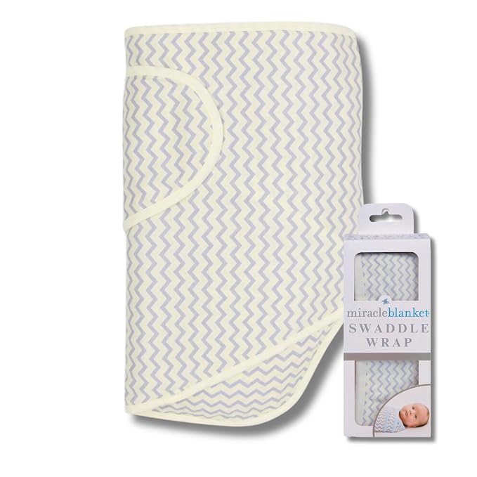 Miracle Blanket Swaddle Wrap – Help Your Newborn Sleep Longer – Soft & Secure Sleep Sack for Infants – Easy-to-Use Swaddling Blanket for a Calm Baby (Yellow & Gray Chevron)