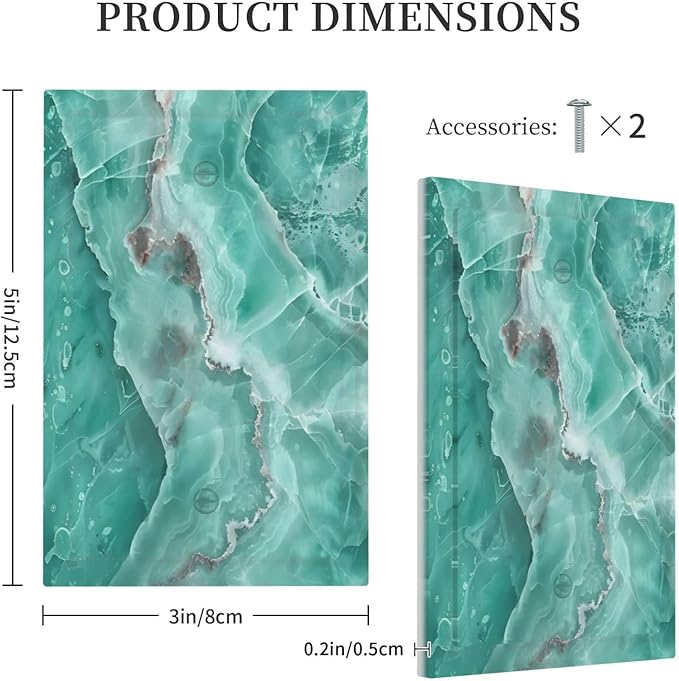 Turquoise Green Tiles Abstract Luxurious Print Light Switch Cover Plate 1 Gang No Device Blank Electrical Wall Plates Faceplate Decorative Switch Plate Covers for Bathroom Kitchen Decor