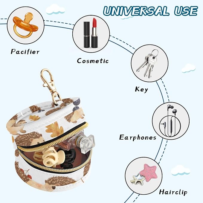 Hedgehog Portable Baby Pacifier Holder Case with Clip for Stroller Diaper Bag Travel A23010537