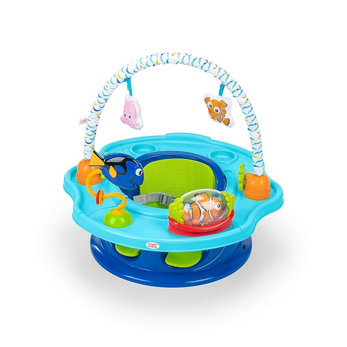 Bright Starts Disney Baby Finding Nemo SuperSeat, Fun Baby Seat for Sitting Up, Playtime, and Meals, Ages 4 Months to 4 Years, Blue