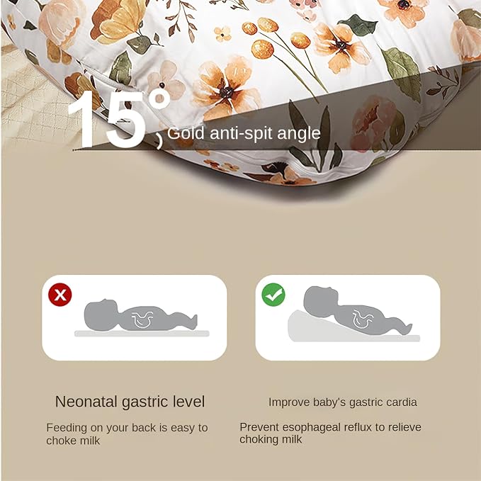 Ultra Soft Nursing Pillow Cover, Removable Breathable Cotton Slipcover for Breastfeeding & Maternity Support, Multifunctional Feeding Cushion Cover for Mom and Baby (A)