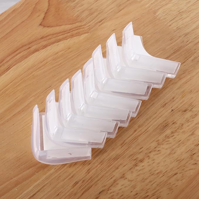 Food-Graded Silicone Clear Corner Protectors, Baby Proofing Table Edge Guards, Pre-Tapep Adhesive Soft for Kids Child Safety Proof, Cabinets Counter Furniture Bumpers (8, 3/5x3/5 in (Width))