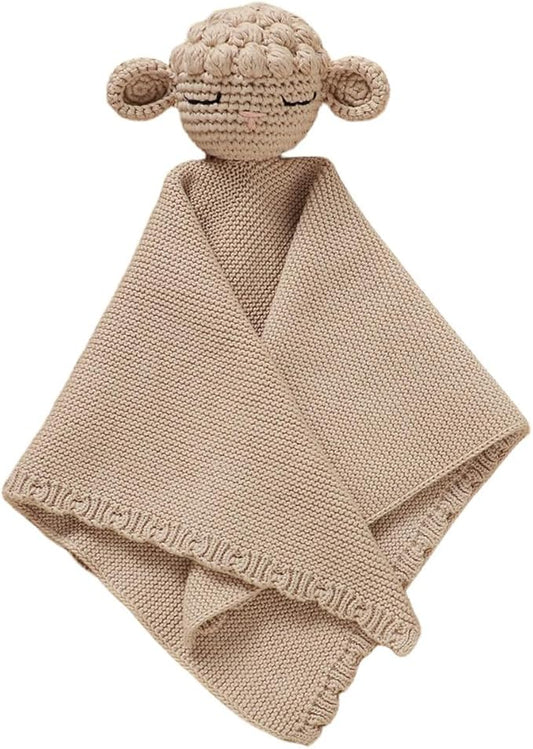Neiwech Sheep Snuggle Loveys for Babies Cotton Baby Security Blanket for Newborn Infant Boys Girls Camel