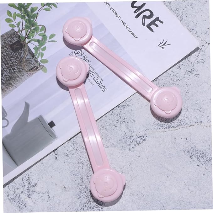 2pcs Bear Shaped Baby Cabinet Safety Latches Easy to Open Child Safety Locks for Cabinets Pink Abs Material Baby Proof Locks