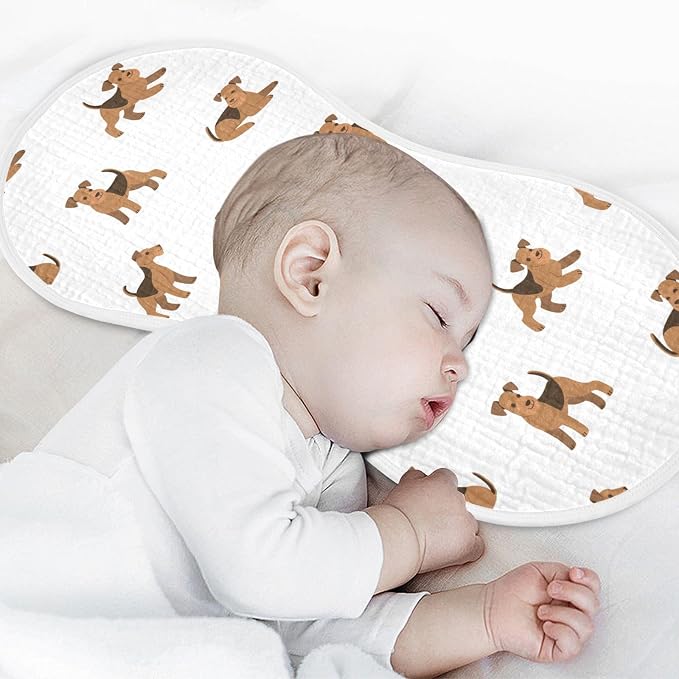 vvfelixl Baby Burp Cloths Cartoon Happy Airedale Terrier Dog Baby Newborn Cotton Burping Cloths Set Baby Washcloths 4 Pack